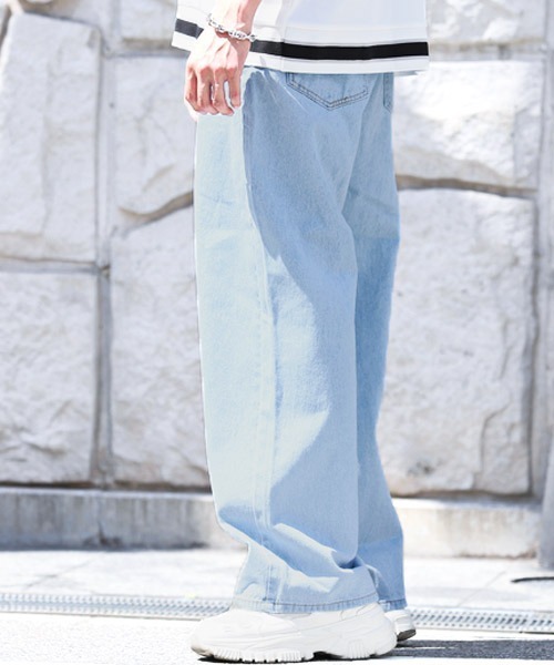 LUXSTYLE(ラグスタイル)の「極太ワイドストレートデニムパンツ(デニムパンツ・メンズ・ネイビー/ブルー/ブルー系その他・M/L)」の5枚目の写真