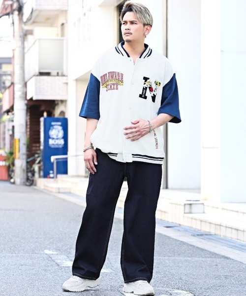 LUXSTYLE(ラグスタイル)の「極太ワイドストレートデニムパンツ(デニムパンツ・メンズ・ネイビー/ブルー/ブルー系その他・M/L)」の7枚目の写真
