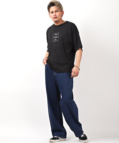 LUXSTYLE(ラグスタイル)の「極太ワイドストレートデニムパンツ(デニムパンツ・メンズ・ネイビー/ブルー/ブルー系その他・M/L)」の8枚目の写真