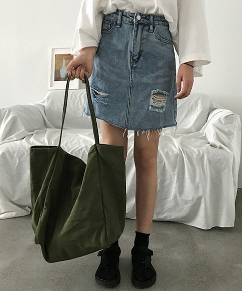 RUUX（ルーフ）の「大き目 キャンバス トートバッグ（トートバッグ・レディース・ブラック/ブラウン/カーキ/アイボリー・FREE）」の12枚目の写真