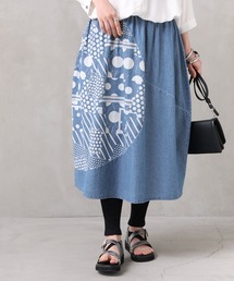 osharewalker | 『抜染プリントデニムコクーンスカート』(デニムスカート)