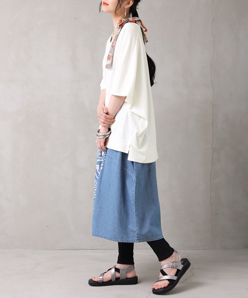 osharewalker（オシャレウォーカー）の「【廃盤】『抜染プリントデニムコクーンスカート』（デニムスカート・レディース・ブラック/ブルー・FREE）」の7枚目の写真