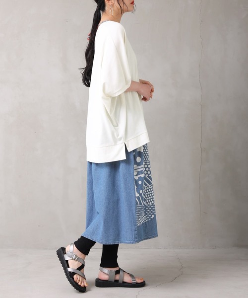 osharewalker（オシャレウォーカー）の「【廃盤】『抜染プリントデニムコクーンスカート』（デニムスカート・レディース・ブラック/ブルー・FREE）」の8枚目の写真