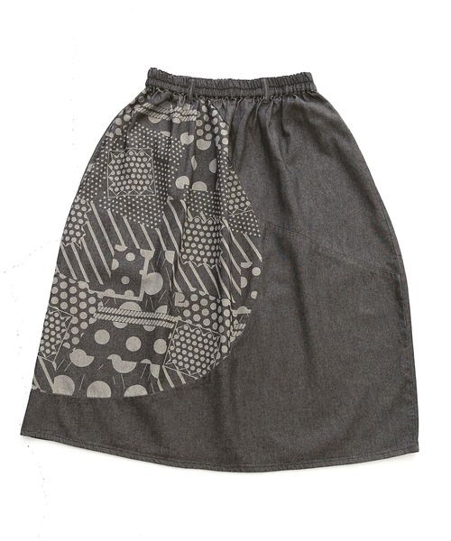 osharewalker（オシャレウォーカー）の「【廃盤】『抜染プリントデニムコクーンスカート』（デニムスカート・レディース・ブラック/ブルー・FREE）」の14枚目の写真