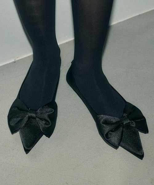 OHGAサテンリボンパンプス ブラック OHGAサテンリボンパンプス ブラック