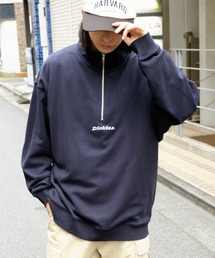 Dickies/ディッキーズ ロゴ刺繍 ハーフジップ ルーズシルエット裏毛プルオーバースウェット