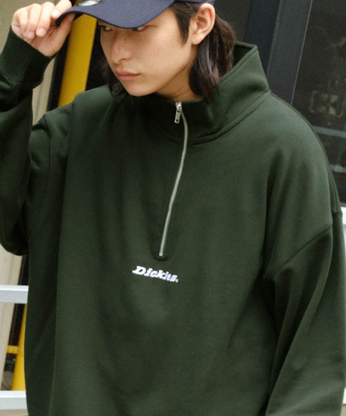 Dickies(ディッキーズ)の「Dickies/ディッキーズ ロゴ刺繍 ハーフジップ ルーズシルエット裏毛プルオーバースウェット(スウェット・メンズ・ホワイト/スミクロ/イエロー系/オフホワイト/ブルー/グリーン/ネイビー・M/L/XL)」の5枚目の写真