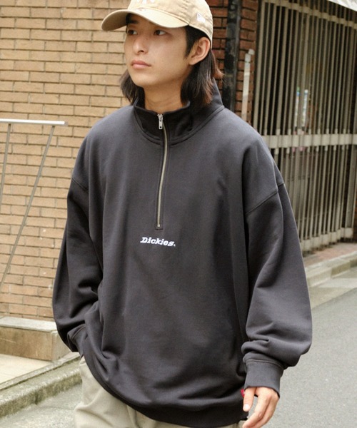 Dickies/ディッキーズ ロゴ刺繍 ハーフジップ ルーズシルエット Dickies/ディッキーズ ロゴ刺繍 ハーフジップ ルーズシルエット