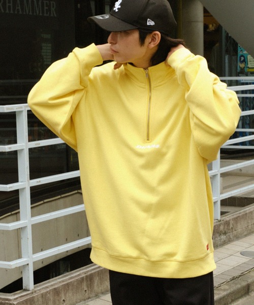 Dickies/ディッキーズ ロゴ刺繍 ハーフジップ ルーズシルエット