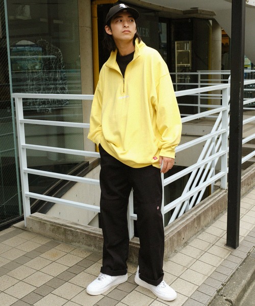 Dickies/ディッキーズ ロゴ刺繍 ハーフジップ ルーズシルエット裏毛
