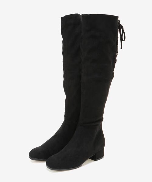 MAJESTIC LEGON(マジェスティックレゴン)の「バックレースアップニーハイブーツ(ブーツ・レディース・ブラック/グレー・MEDIUM/LARGE)」の2枚目の写真