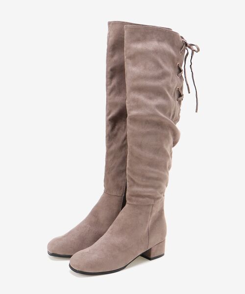 MAJESTIC LEGON(マジェスティックレゴン)の「バックレースアップニーハイブーツ(ブーツ・レディース・ブラック/グレー・MEDIUM/LARGE)」の7枚目の写真