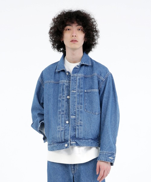 Iroquois（イロコイ）の「IROQUOIS イロコイ / OPEN-END DENIM JK セットアップオープンエンドデニムジャケット ビッグシルエットGジャン / 578203（デニムジャケット・メンズ・ライトインディゴブルー/ケミカルウォッシュ・1/2）」の2枚目の写真
