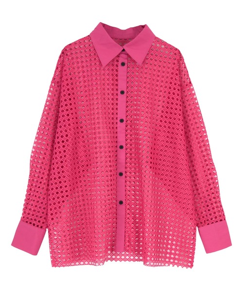 miette(ミエット)の「メッシュオーバーシャツ(シャツ/ブラウス・レディース・ブラック/ピンク/ブルー/ホワイト・FREE)」の18枚目の写真