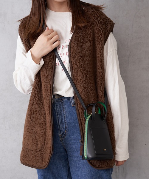 BIRTHDAY BAR（バースデイバー）の「アーチリング ミニショルダー ｜バイカラー ポーチつき（ショルダーバッグ・レディース・ブラック/ブラウン/アイボリー・フリー）」の7枚目の写真