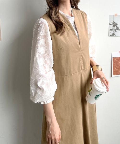 セール】Vネックフレアツイルワンピース（ワンピース）｜Futier land