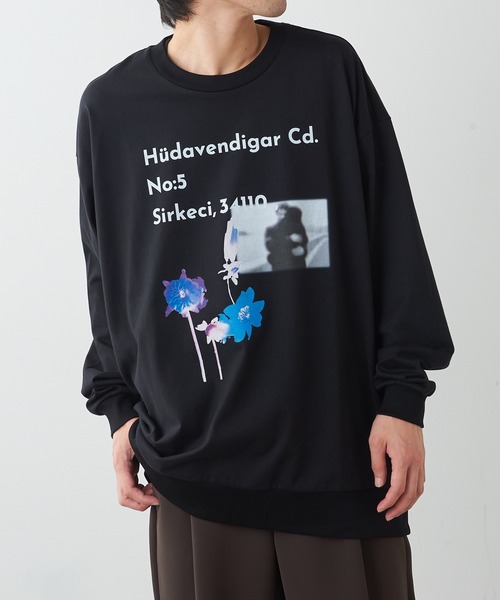 Lui's（ルイス）の「プレミアムスビンロマンスプリントスウェットロンT（スウェット・メンズ・ホワイト/ブラック/ブラウン・FREE）」の3枚目の写真