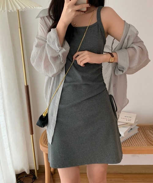 Girly Doll(ガーリードール)の「ツーピースセット シアーシフォンシャツ&ギャザーリボンキャミワンピセットアップ(ワンピース・レディース・ブラック/グレー/ピンク・S/M/L)」の21枚目の写真