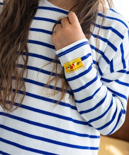 lulpini（ルルピー二）の「kids【クレパスコラボ】ボーダーロングスリーブTシャツ（Tシャツ/カットソー・キッズ・ホワイト×ブルー/ホワイト×パープル/ホワイト×ピンク・S/M/L）」の18枚目の写真