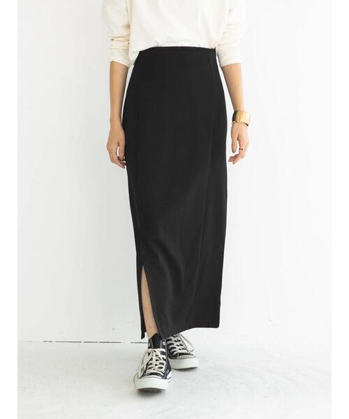 earth music&ecology（アースミュージックアンドエコロジー）の「ミニリップルナロースカート（スカート・レディース・ブラック/ダークグリーン/レッド・S/M）」の5枚目の写真