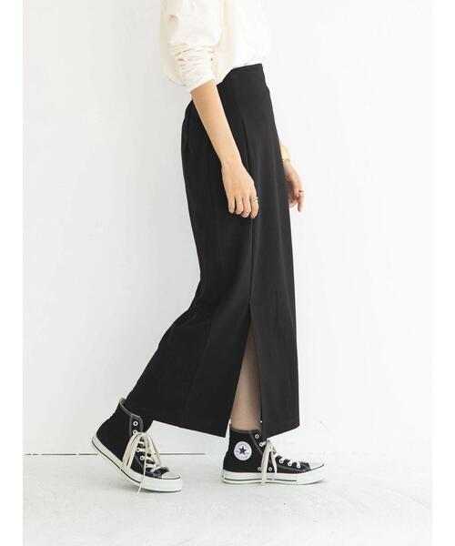 earth music&ecology（アースミュージックアンドエコロジー）の「ミニリップルナロースカート（スカート・レディース・ブラック/ダークグリーン/レッド・S/M）」の6枚目の写真