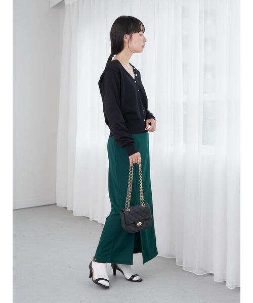 earth music&ecology（アースミュージックアンドエコロジー）の「ミニリップルナロースカート（スカート・レディース・ブラック/ダークグリーン/レッド・S/M）」の21枚目の写真