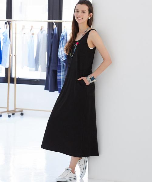 green label relaxing（グリーンレーベルリラクシング）の「GC  リヨセルC マキシワンピース◆（ワンピース・レディース・ブラック/ライトグレー/オリーブ/ロイヤルブルー・36/38）」の2枚目の写真