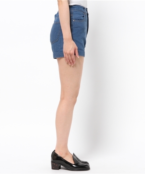 WEGO(ウィゴー)の「WEGO/ハイウエストデニムショーツ(デニムパンツ・レディース・インディゴブルー/ライトインディゴブルー・LARGE/MEDIUM)」の5枚目の写真