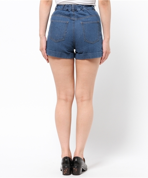 WEGO(ウィゴー)の「WEGO/ハイウエストデニムショーツ(デニムパンツ・レディース・インディゴブルー/ライトインディゴブルー・LARGE/MEDIUM)」の6枚目の写真