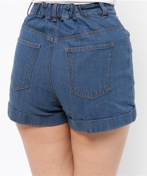 WEGO(ウィゴー)の「WEGO/ハイウエストデニムショーツ(デニムパンツ・レディース・インディゴブルー/ライトインディゴブルー・LARGE/MEDIUM)」の8枚目の写真