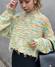 【HELLO.SANFRANCISCO/ハローサンフランシスコ】MIXダメージクロップドニット