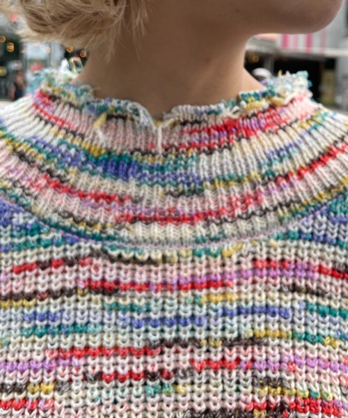 HELLO.SANFRANCISCO（ハローサンフランシスコ）の「【HELLO.SANFRANCISCO/ハローサンフランシスコ】MIXダメージクロップドニット（ニット/セーター・レディース・ピンク/グリーン・FREE）」の20枚目の写真