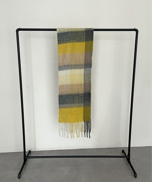 prose verse（プロズヴェール）の「起毛チェックマフラー（マフラー・レディース・グリーン/グレー/ブルー/イエロー・ﾌﾘ-）」の7枚目の写真