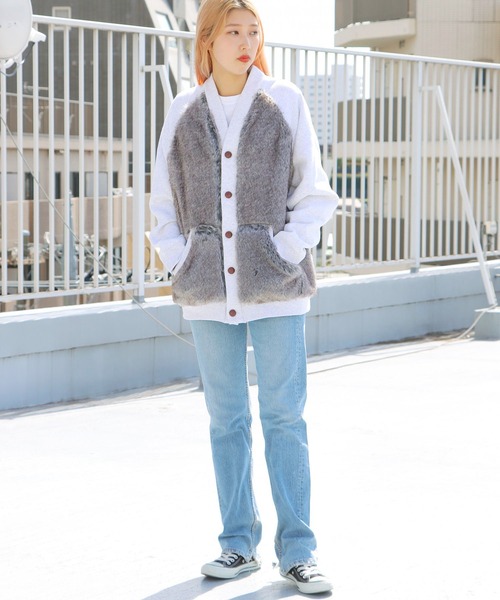 デルマー スポーツウエアー フェイクファー アニマルカーディガン DEL MAR sports /デルマースポーツウエアー ANIMAL CARDIGAN フェイク