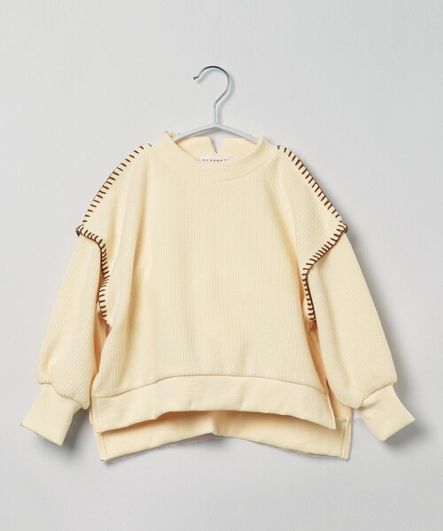 THE SHOP TK （ザ ショップ ティーケー ）の「【110-150】【洗濯機で洗える！】ハンドステッチ風ニットソー（ニット/セーター・キッズ・ライトパープル/ライトベージュ/ブルー・11/12/13/14/15 ）」の2枚目の写真