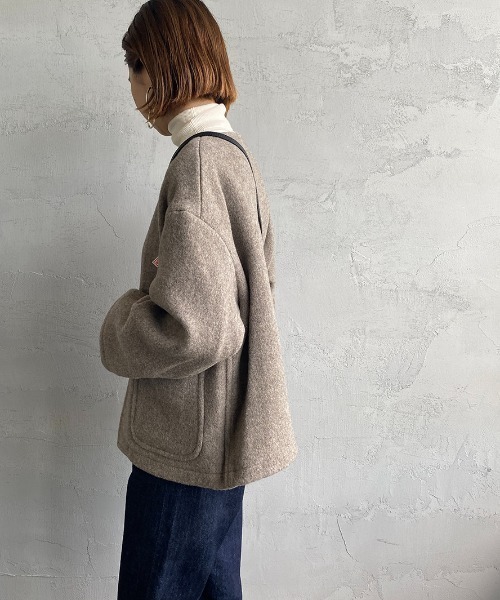 美品　ダントン　danton ノーカラー　ウールジャケット　グレー 美品 DANTON ダントン ウールノーカラージャケット ノーカラーコート