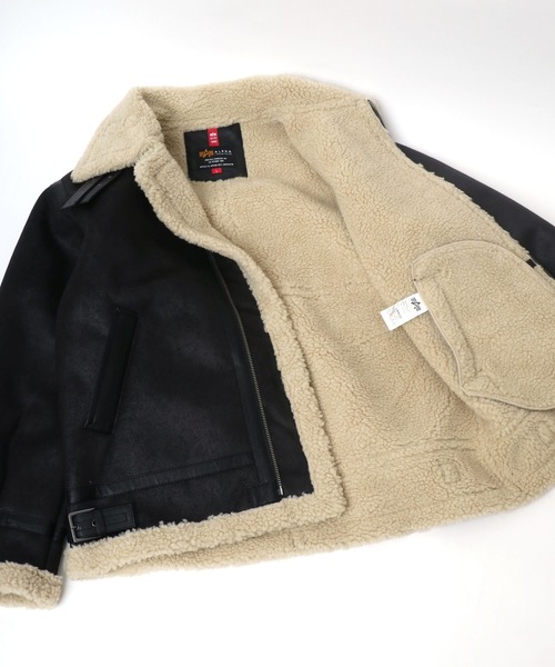 Alpha Industries（アルファインダストリーズ）の「ALPHA INDUSTRIES/アルファインダストリーズ B-3 FAKE MOUTON JACKET/フェイクムートンジャケット（ムートンコート・メンズ・ブラウン/ブラック/ブラウン系その他・M/L/XL）」の4枚目の写真