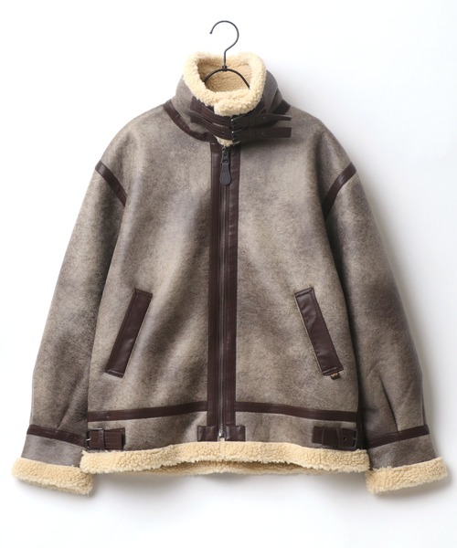 Alpha Industries（アルファインダストリーズ）の「ALPHA INDUSTRIES/アルファインダストリーズ B-3 FAKE MOUTON JACKET/フェイクムートンジャケット（ムートンコート・メンズ・ブラウン/ブラック/ブラウン系その他・M/L/XL）」の14枚目の写真