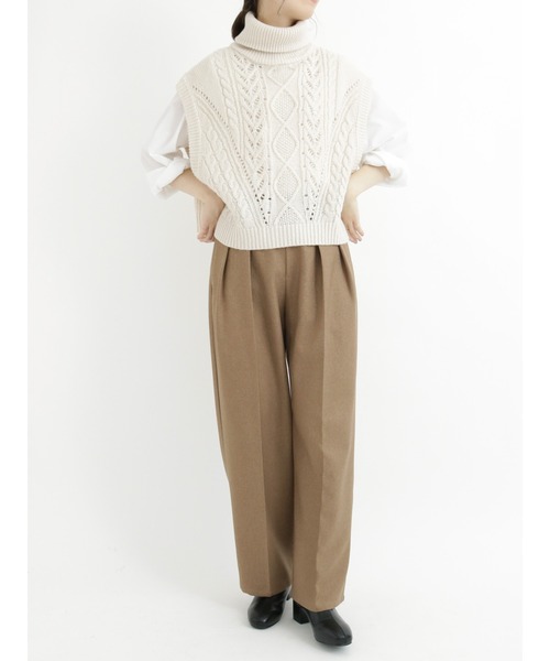 Samansa Mos2 blue（サマンサモスモスブルー）の「ケーブルニットベスト（ベスト・レディース・ベージュ/グレー/オフホワイト・ﾌﾘ-）」の19枚目の写真