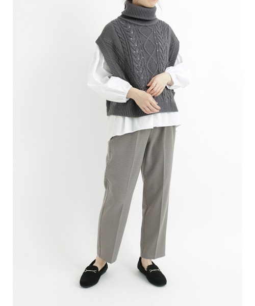 Samansa Mos2 blue（サマンサモスモスブルー）の「ケーブルニットベスト（ベスト・レディース・ベージュ/グレー/オフホワイト・ﾌﾘ-）」の20枚目の写真