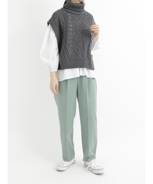 Samansa Mos2 blue（サマンサモスモスブルー）の「ケーブルニットベスト（ベスト・レディース・ベージュ/グレー/オフホワイト・ﾌﾘ-）」の17枚目の写真