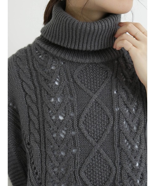 Samansa Mos2 blue（サマンサモスモスブルー）の「ケーブルニットベスト（ベスト・レディース・ベージュ/グレー/オフホワイト・ﾌﾘ-）」の21枚目の写真