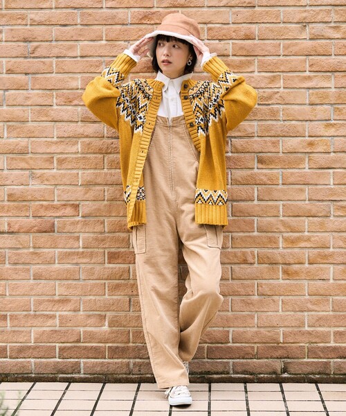 UNUS ノルディックアームカーディガン（ボレロ） トグル釦ノルディック柄襟付きニットカーディガン（カーディガン