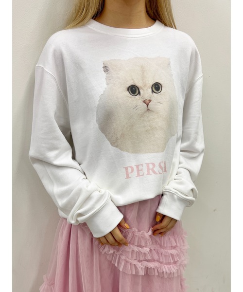 WC（ダブル シー）の「キャットプリントBIGスウェット（スウェット・レディース・ピンク/サックスブルー・FREE）」の5枚目の写真