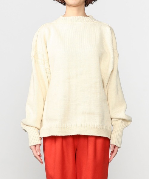 Le Tricoteur（ルトリコチュール）の「Le Tricoteur | ウール ドロップショルダーガンジーセーター WOMEN（ニット/セーター・レディース・レッド/ブルー系その他5/Nat・50）」の6枚目の写真