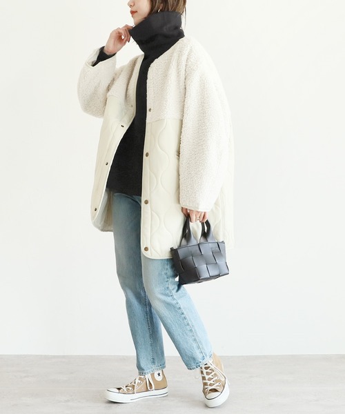 reca（レカ）の「オフタートルプルオーバー（スウェット・レディース・キナリ/ブラック/グレイッシュブルー・FREE）」の6枚目の写真