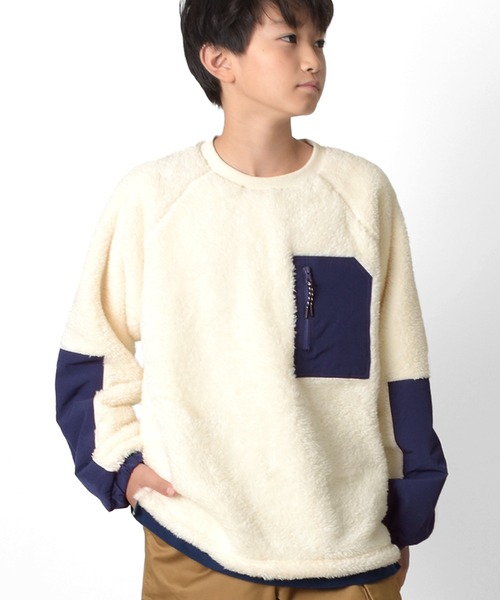 PEN FIELD（ペンフィールド）の「【Penfield】ボア・別布切り替えプルオーバー（スウェット・キッズ・カーキ/ネイビー/オフホワイト/ブラウン・140cm/150cm/160cm/170cm）」の3枚目の写真