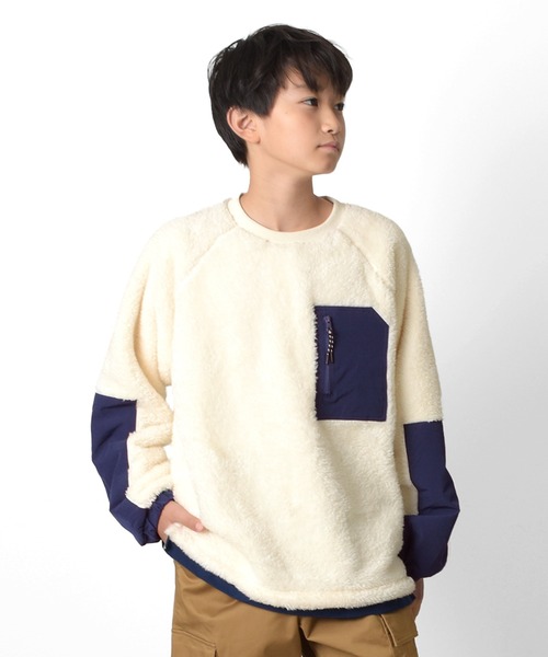 PEN FIELD（ペンフィールド）の「【Penfield】ボア・別布切り替えプルオーバー（スウェット・キッズ・カーキ/ネイビー/オフホワイト/ブラウン・140cm/150cm/160cm/170cm）」の5枚目の写真