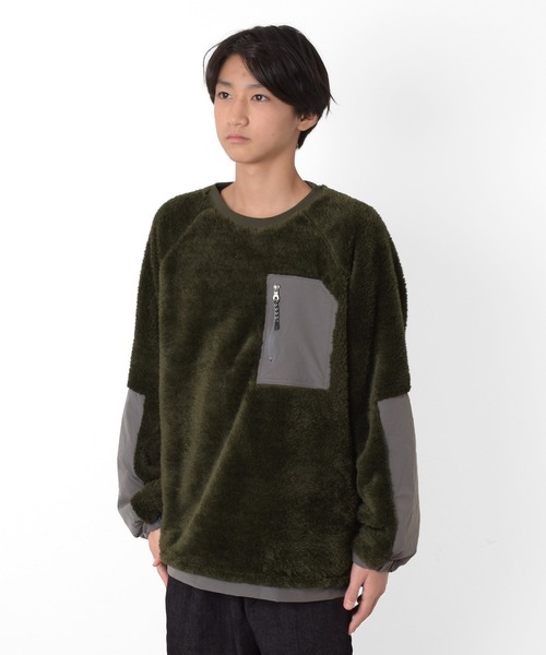 PEN FIELD（ペンフィールド）の「【Penfield】ボア・別布切り替えプルオーバー（スウェット・キッズ・カーキ/ネイビー/オフホワイト/ブラウン・140cm/150cm/160cm/170cm）」の7枚目の写真