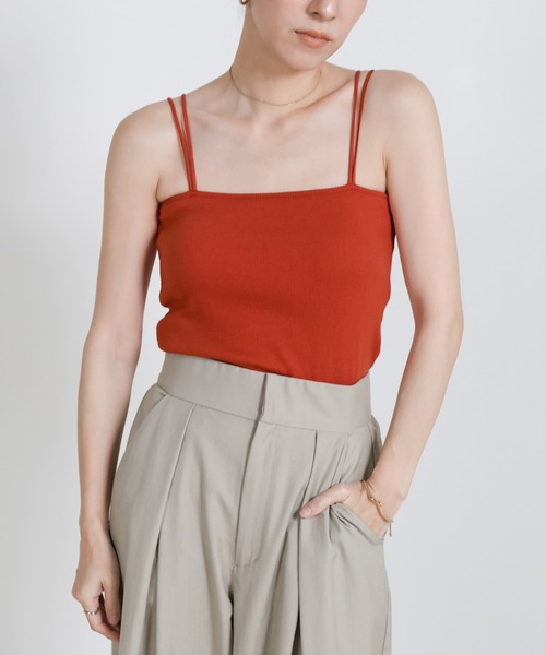 select MOCA（セレクトモカ）の「お気に入り17万件突破！ダブルストラップカップ付きキャミソール（キャミソール・レディース・ダークブラウン/グレイッシュベージュ/アイボリー/ブラック/ブルー/カーキ/スミクロ/テラコッタ/キャメル・FREE/SMALL/LARGE）」の5枚目の写真